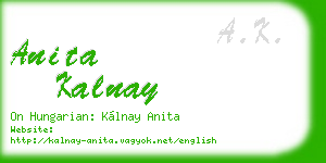 anita kalnay business card